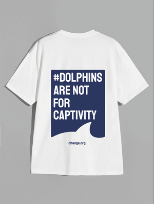 Dolphin Fin Blue on White Activist T-Shirt (English)