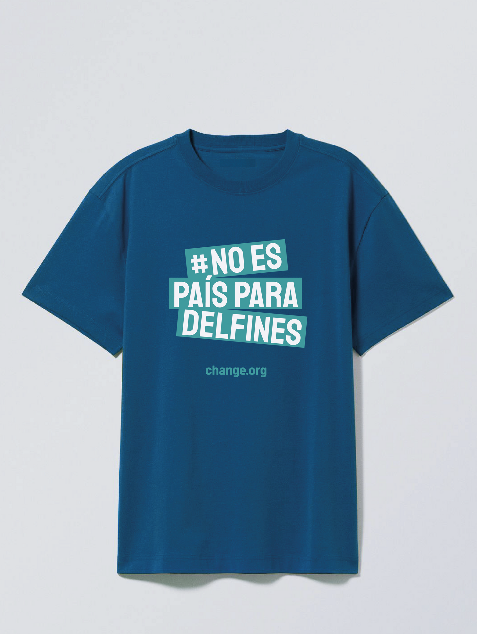 #NoEsPaisParaDelfines Highlighted Blue Activist T-Shirt (Spanish)