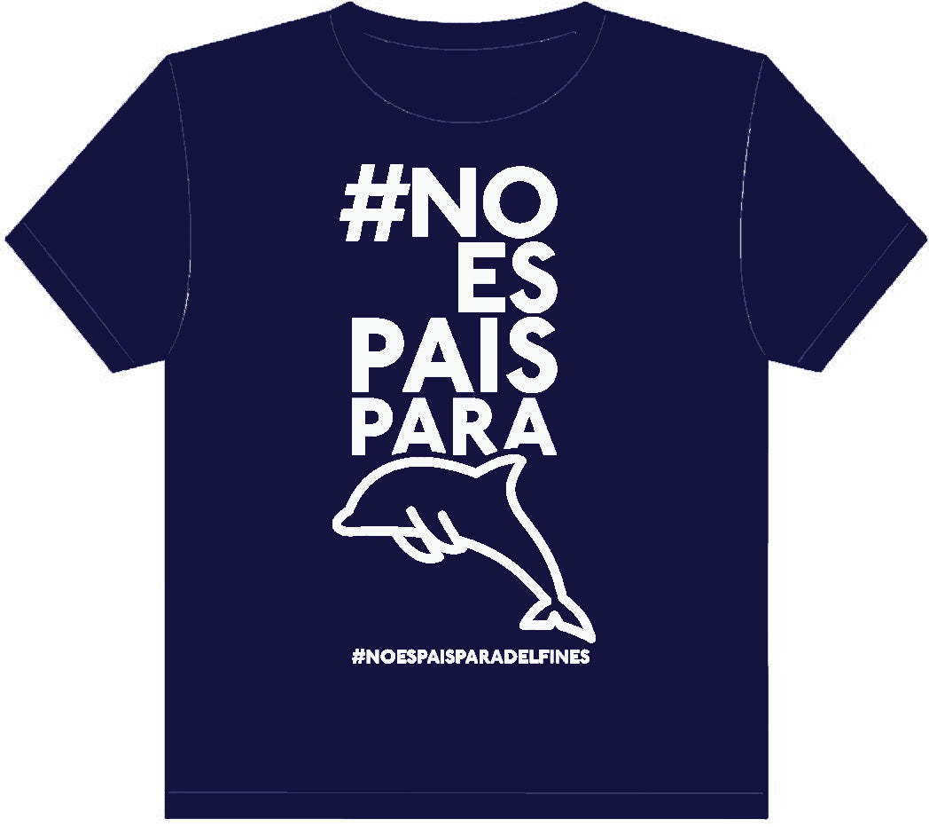 Camiseta #Noespaisparadelfines de Manga Corta Azul Marino